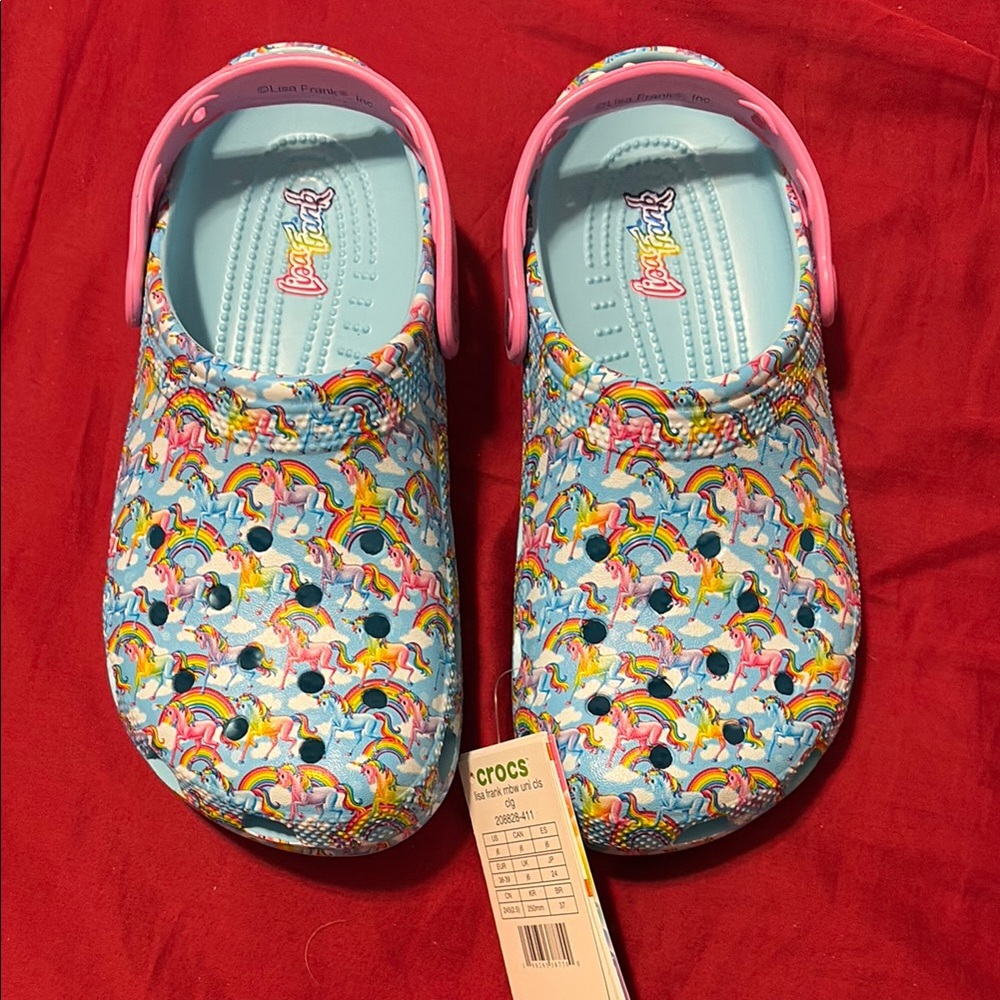 CROCS Blue and Pink Sandals and Flip Flops